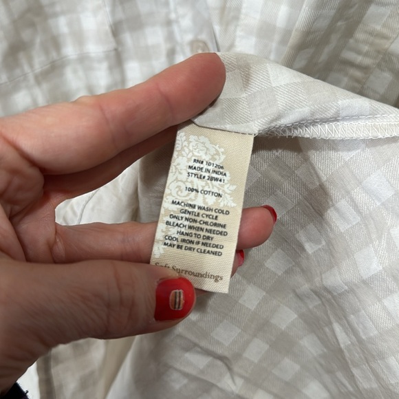 NEW SOFT SURROUNDINGS PLAID TAHITIAN TUNIC TOP MEDIUM - Picture 5 of 6